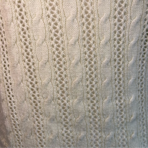American Eagle Women’s Green Open Cable Knit 3/4 Sleeve Wool Blend Sweater Large - Picture 5 of 10